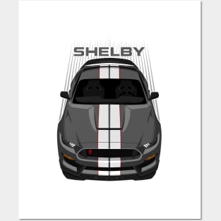 Ford Mustang Shelby GT350R 2015 - 2020 - Magnetic Grey - White Stripes Posters and Art